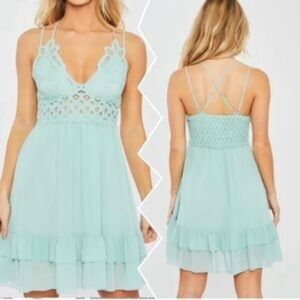 Mint Green Lace Mini Dress